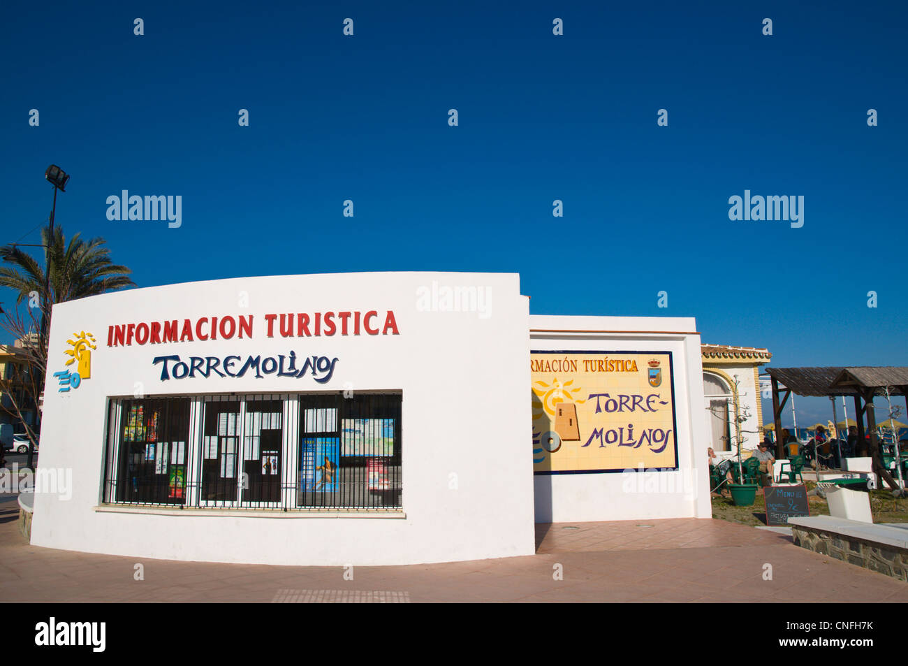 Info turistiche Paseo Maritimo lungomare Torremolinos resort Costa del Sol Malaga Regione Andalusia Spagna Europa Foto Stock