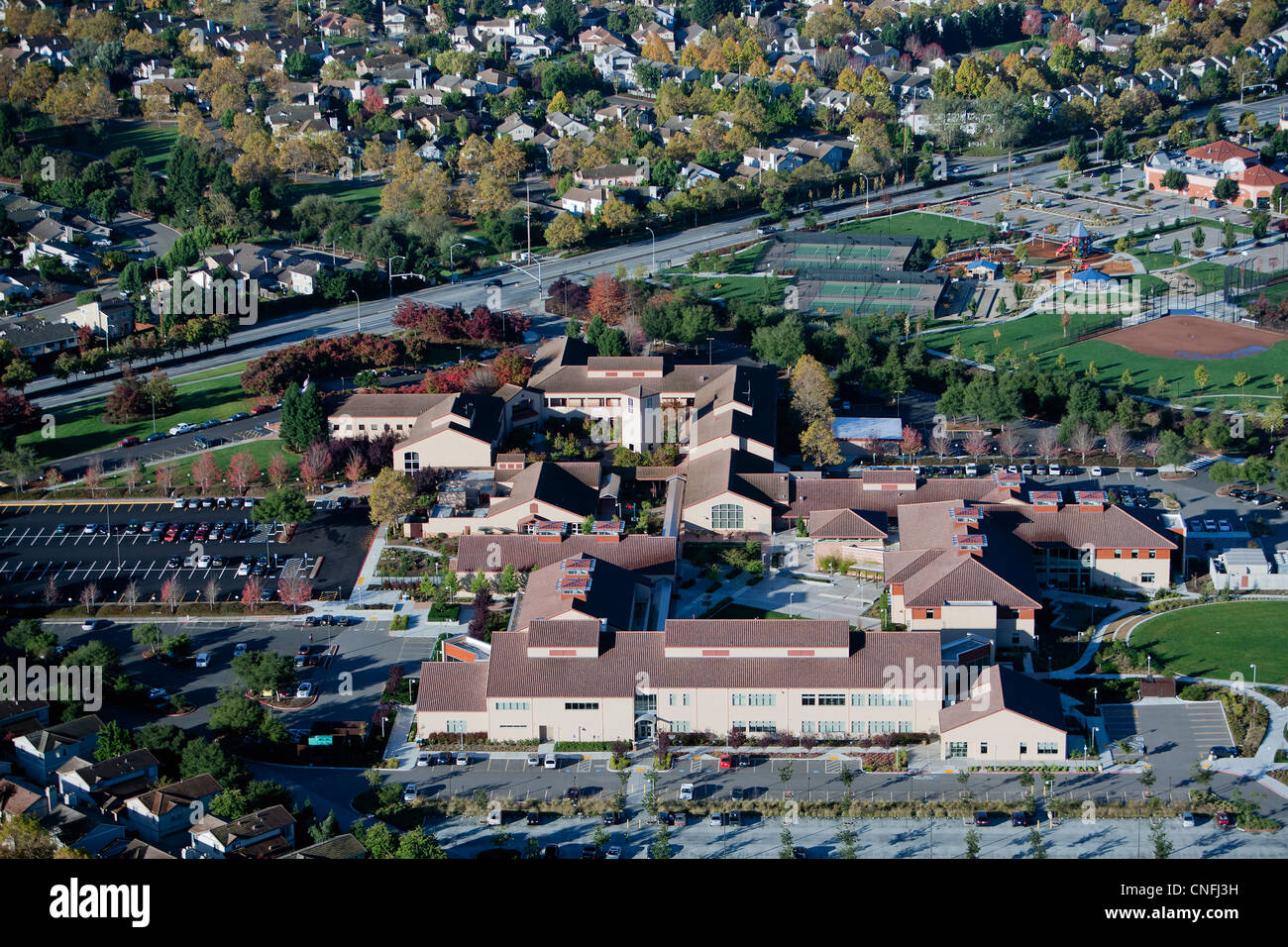 Fotografia aerea Santa Rosa Community College di Petaluma Campus, California Foto Stock