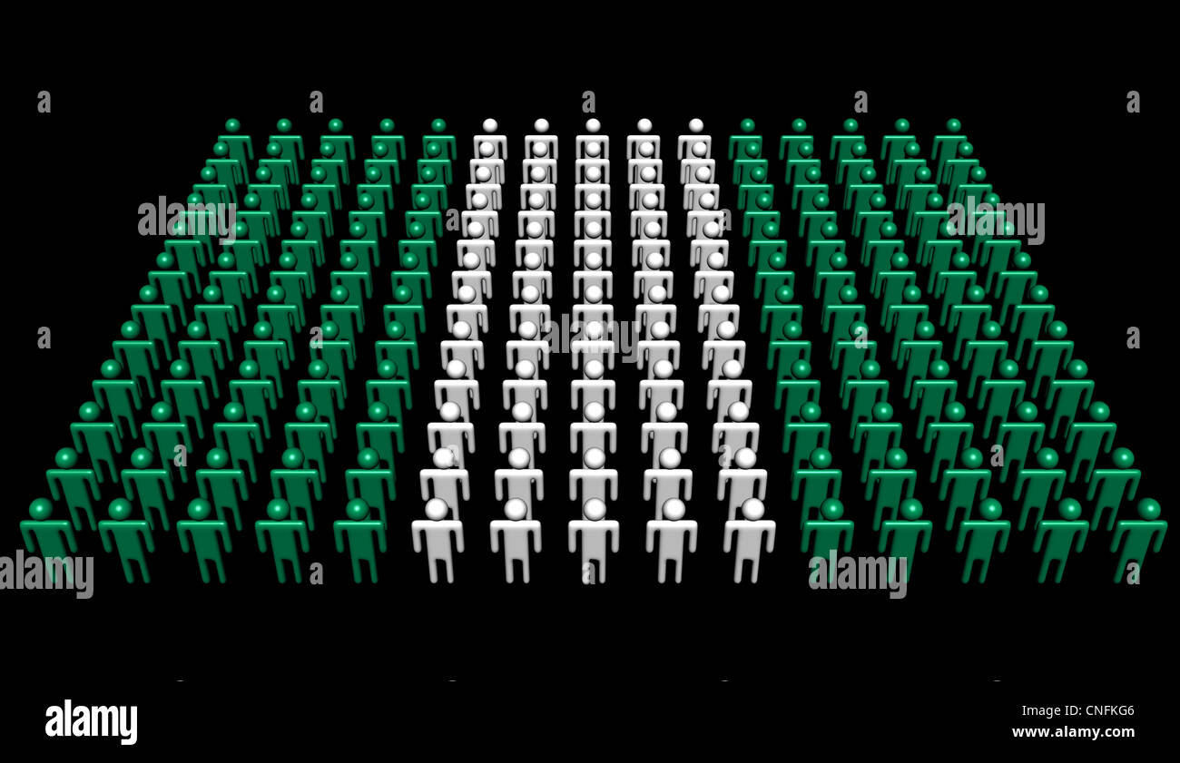 Astratti persone nei colori della bandiera nigeriana illustrazione Foto Stock