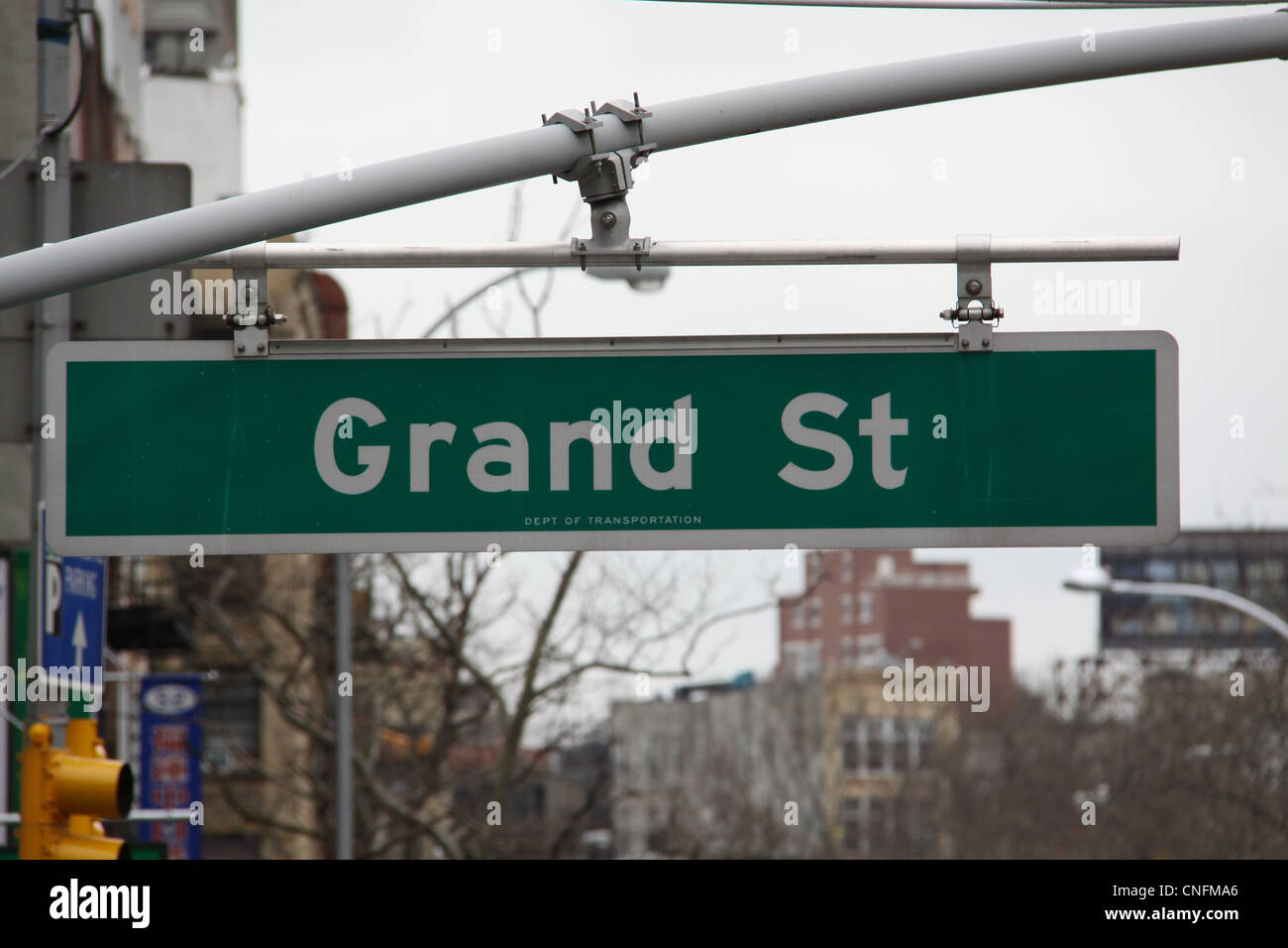New York street sign cartello stradale, Grand street, Grand St Foto Stock