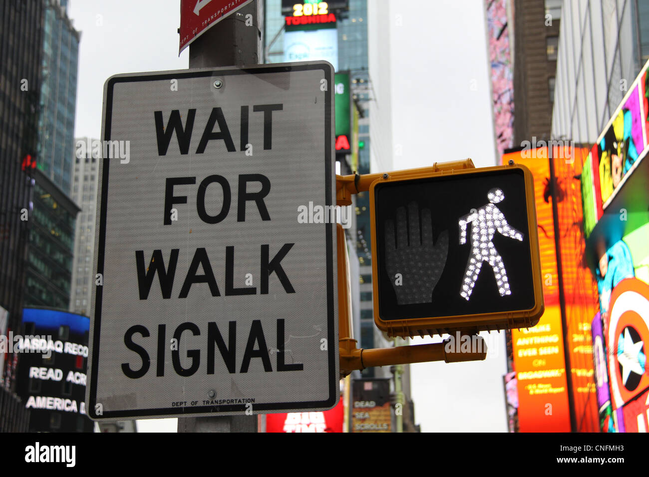 New York attraversamento pedonale a piedi segno Foto Stock