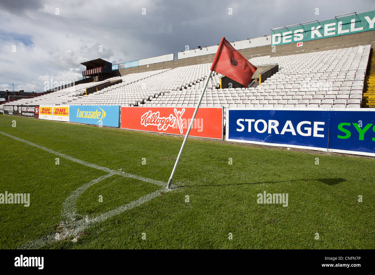 La bandiera a Dalymount Park football Stadium di Dublino, Irlanda. Foto Stock