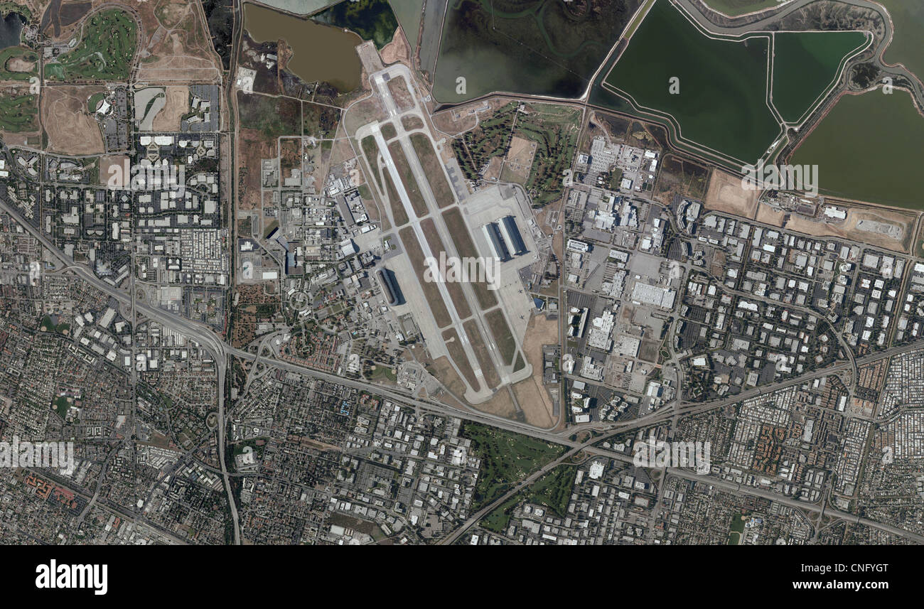Mappa foto aeree Moffett Field, Mountain View, California Foto Stock