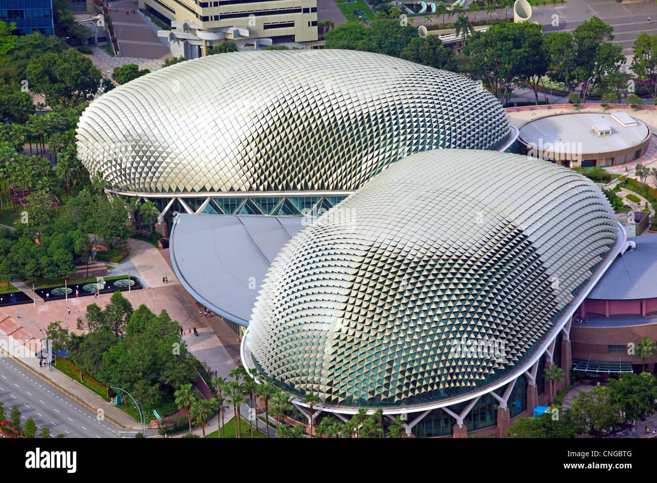 I Teatri Esplanade sulla bay performing arts center. Foto Stock