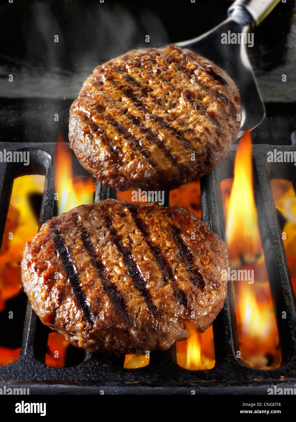 Hamburger di manzo cucinati. Cibo foto, foto e immagini. Foto Stock