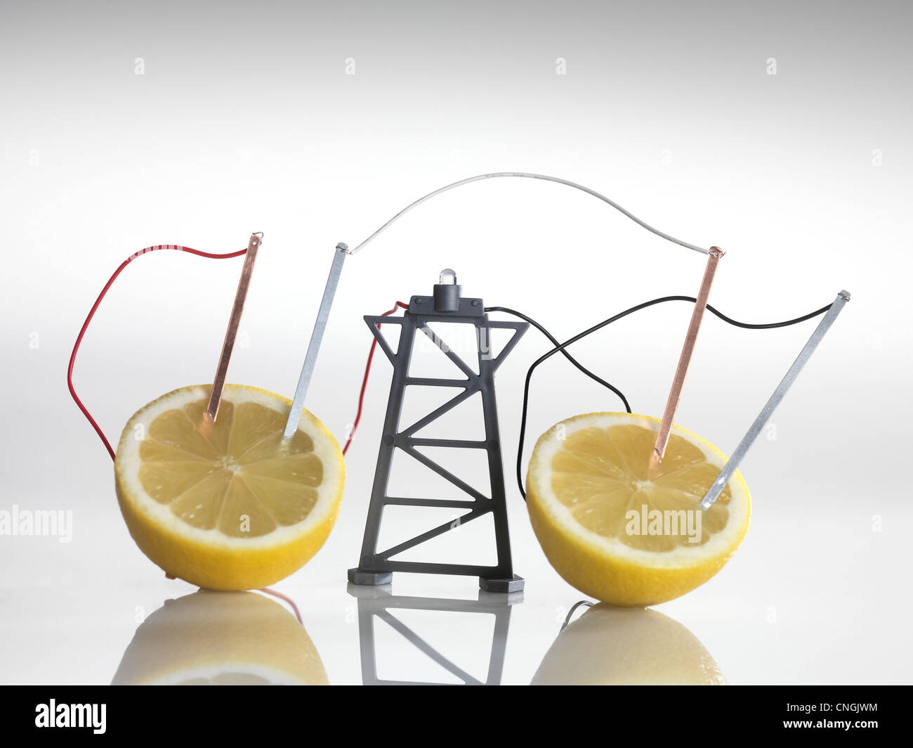 Circuito elettrico con i limoni Foto Stock