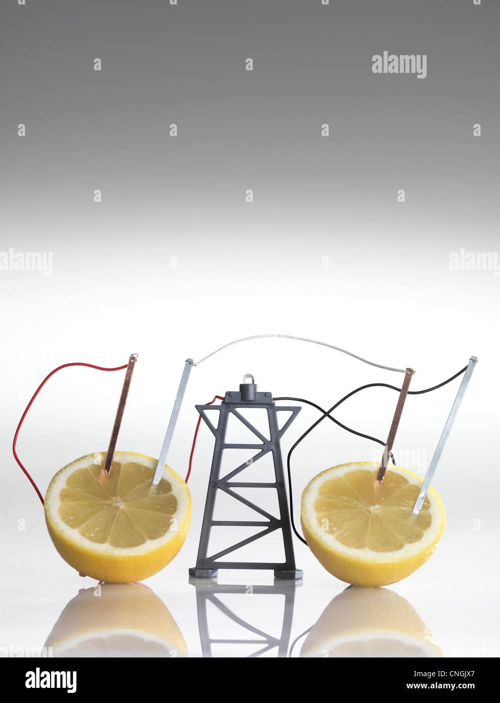 Circuito elettrico con i limoni Foto Stock