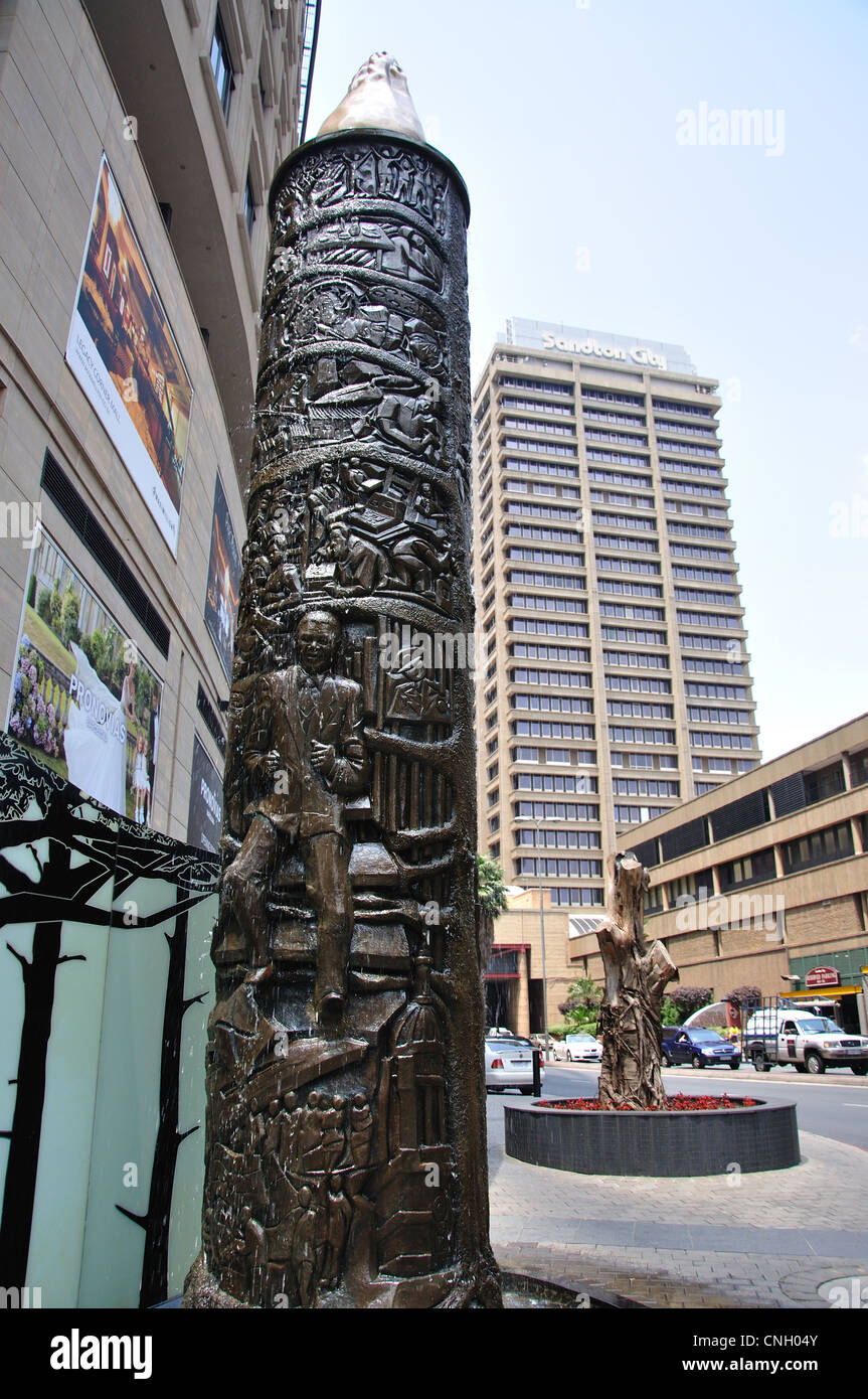 'Candela di speranza" scultura, Maude Street, CBD, Sandton Johannesburg, provincia di Gauteng, Repubblica del Sud Africa Foto Stock