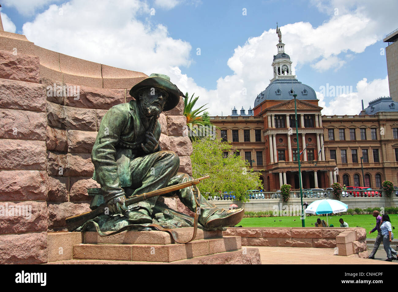 Paul Kruger statua, piazza della chiesa (Kerkplein), Pretoria, provincia di Gauteng, Repubblica del Sud Africa Foto Stock