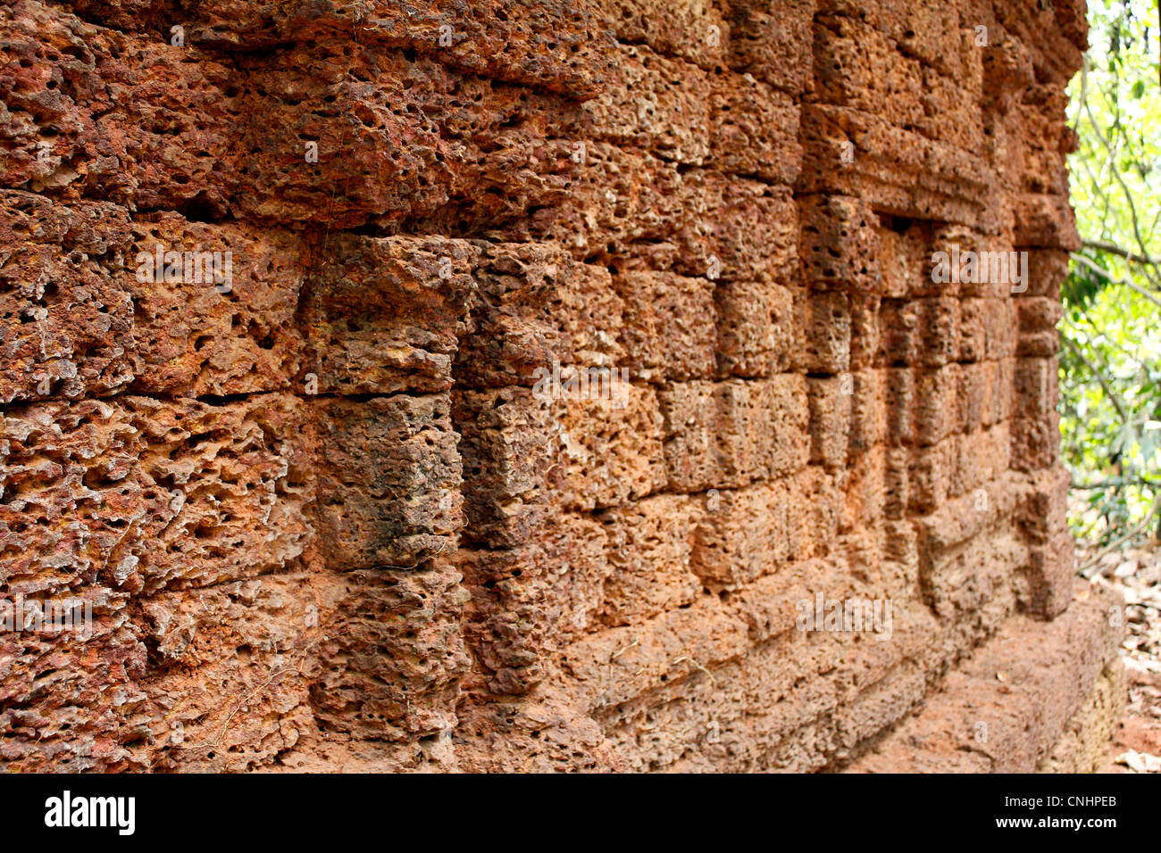 Muro di fango di un antico tempio, Kerala India Foto Stock