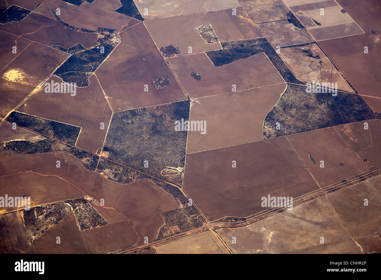 Vista aerea del terreno coltivato Foto Stock