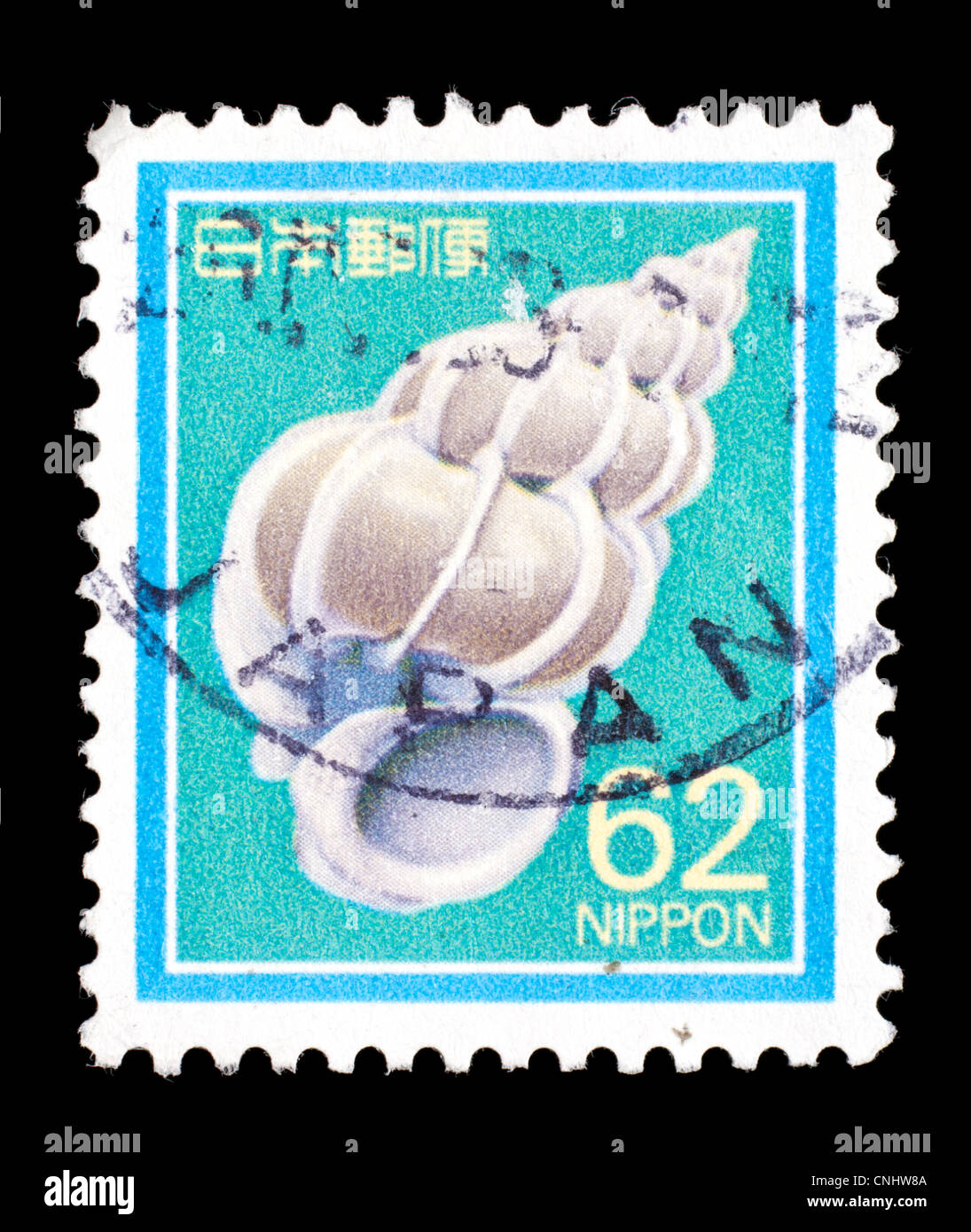 Francobollo dal Giappone raffigurante una conchiglia di mare. Foto Stock