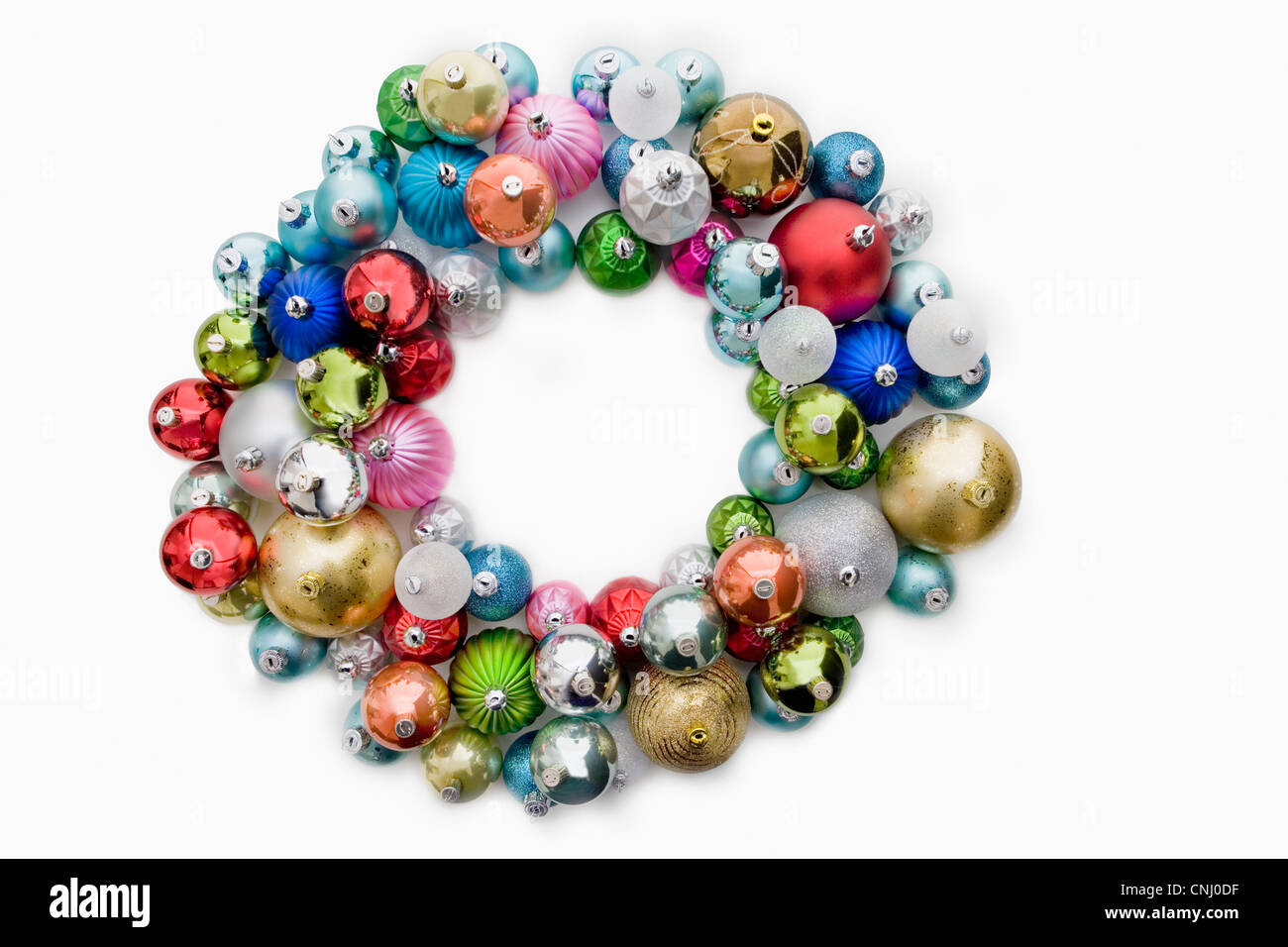 Cerchio di baubles di natale Foto Stock
