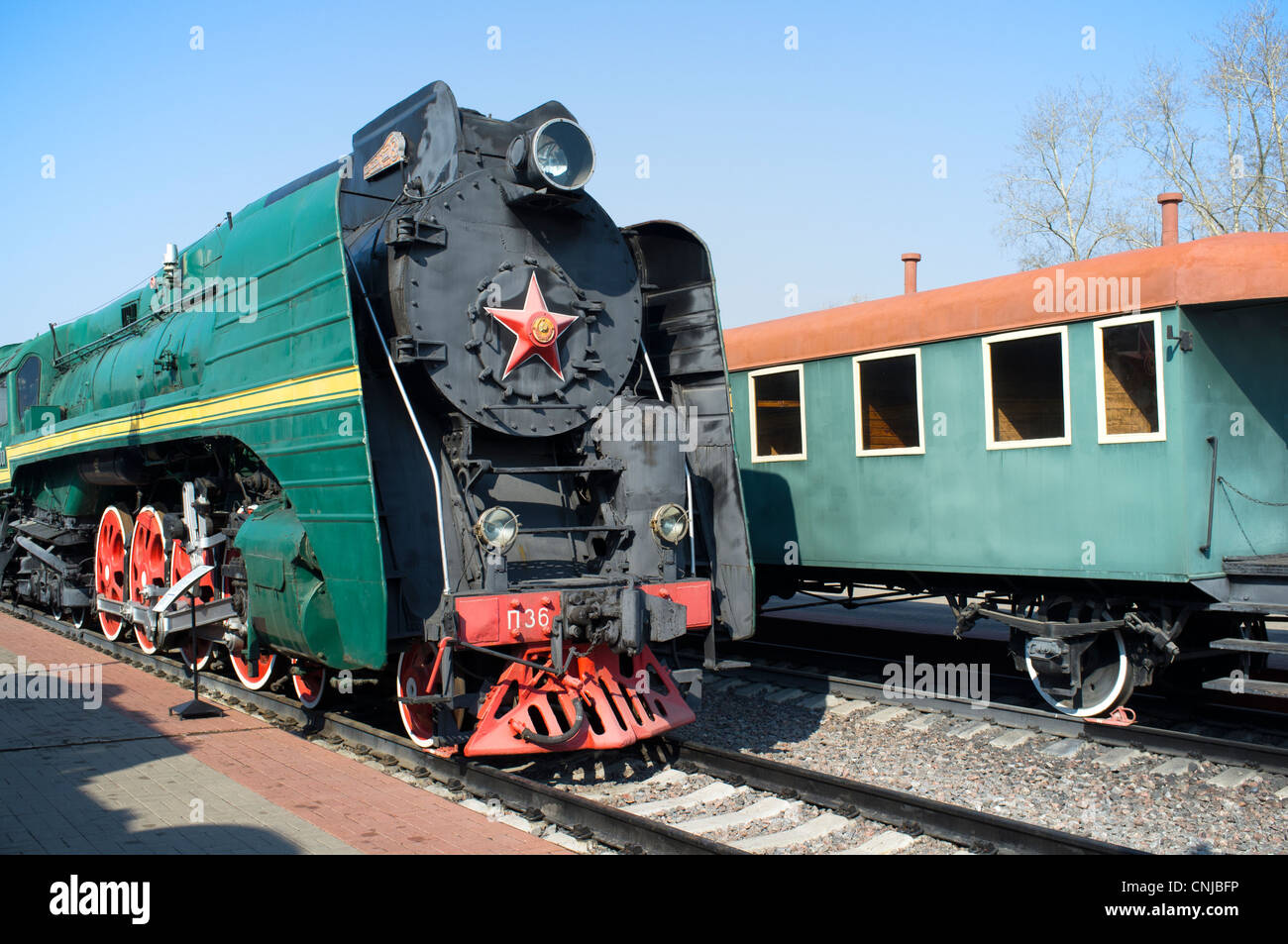 Russo locomotiva a vapore P36-0001. Costruito nel 1950 Foto Stock