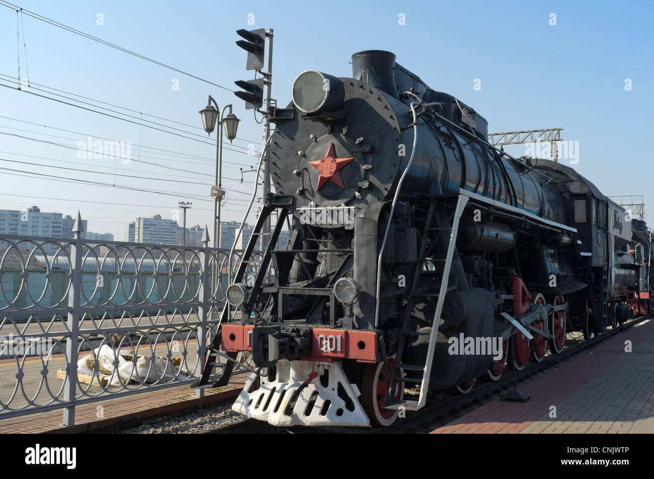 Russo locomotiva a vapore P-0001 Vittoria (Pobeda). Costruito nel 1945 Foto Stock