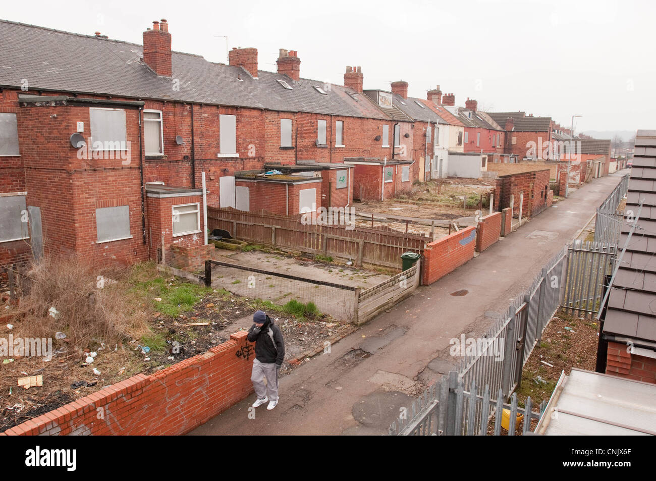 Un'area di miseria sociale nel South Yorkshire a causa assente il locatore contratti di locazione Foto Stock