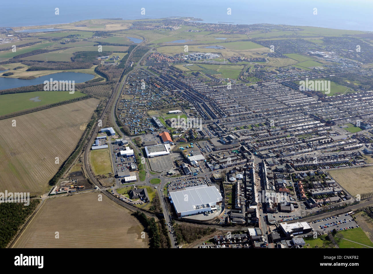 Vista aerea di Ashington, Northumberland Foto Stock