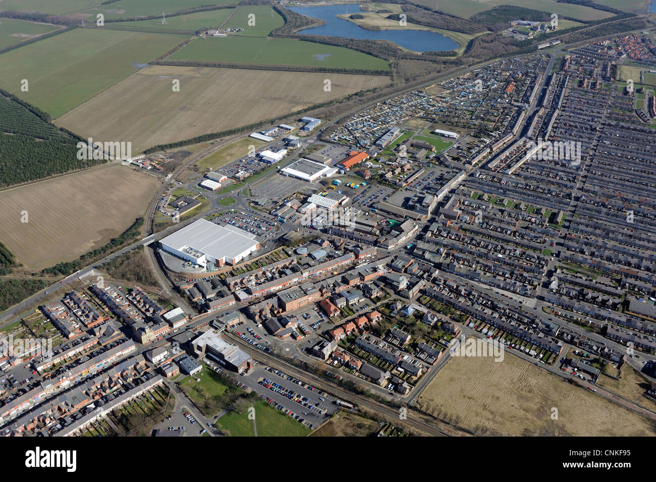 Vista aerea di Ashington, Northumberland Foto Stock