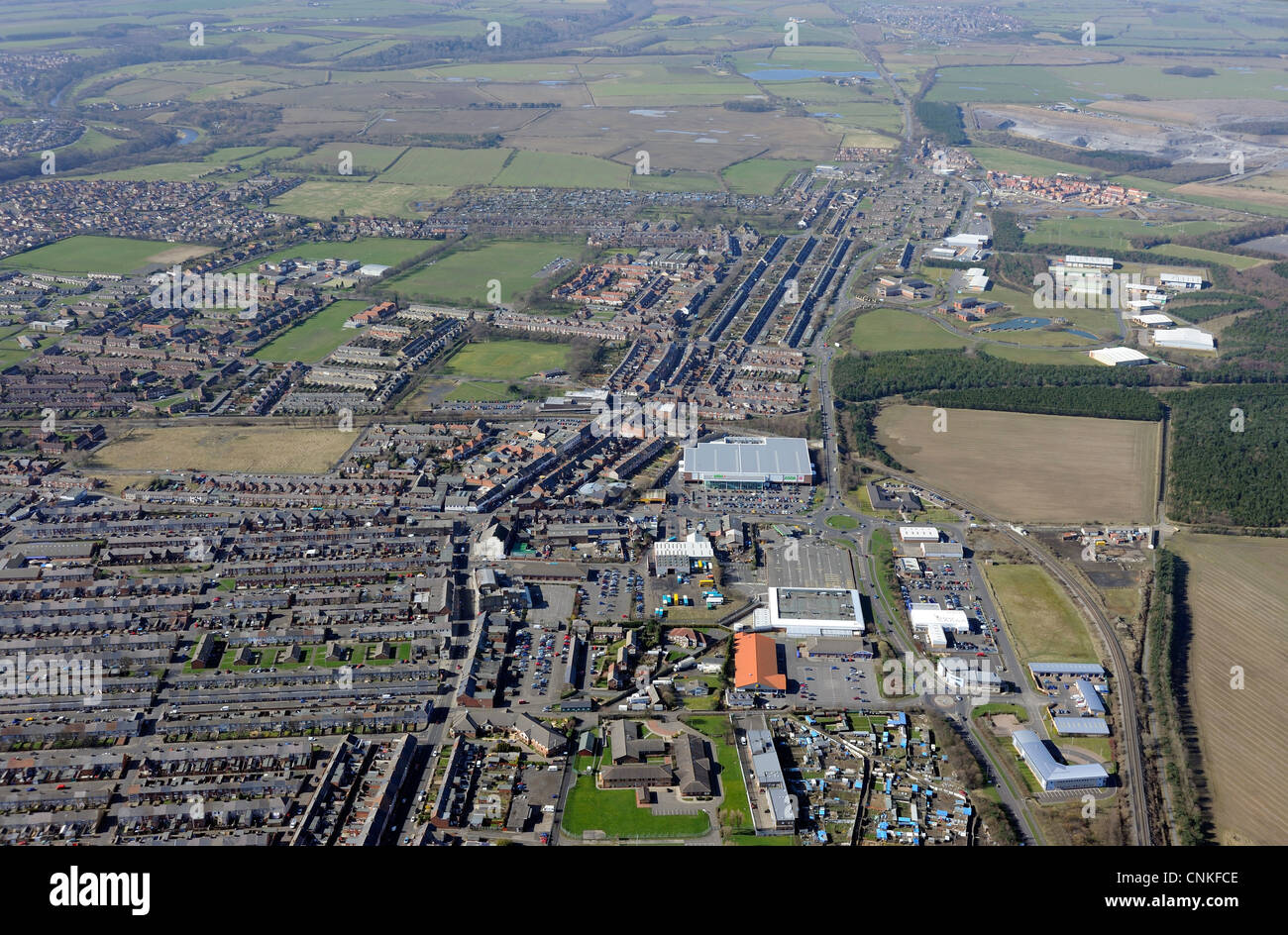 Vista aerea di Ashington, Northumberland Foto Stock
