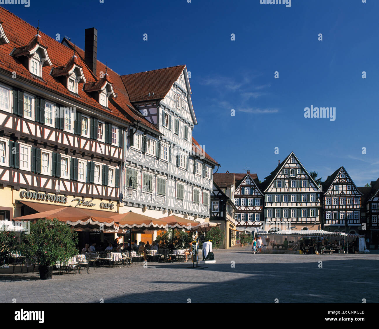 Marktplatz und Palmsche Apotheke a Schorndorf, Schurwald, Baden-Wuerttemberg Foto Stock