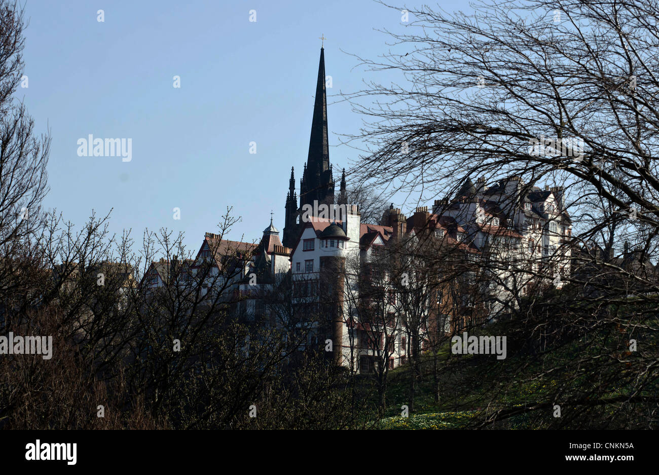 Ramsay Garden e il gruppo sale nel centro di Edimburgo, Scozia. Foto Stock