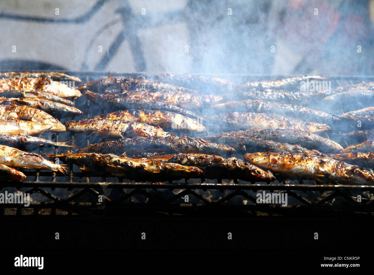 Pesce alla griglia per il barbecue Foto Stock