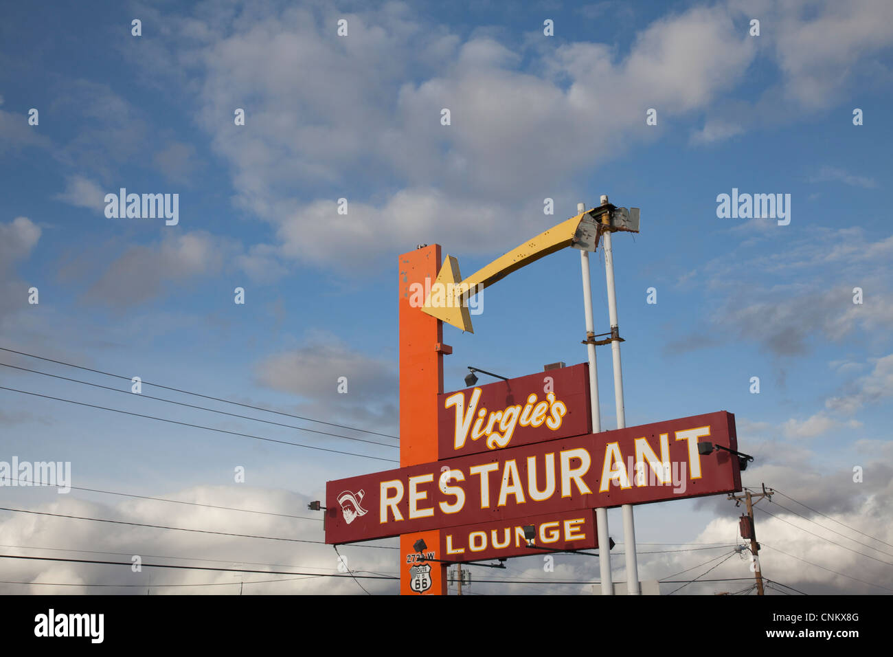 Virgie's restaurant sign, Gallup, Nuovo Messico. Foto Stock