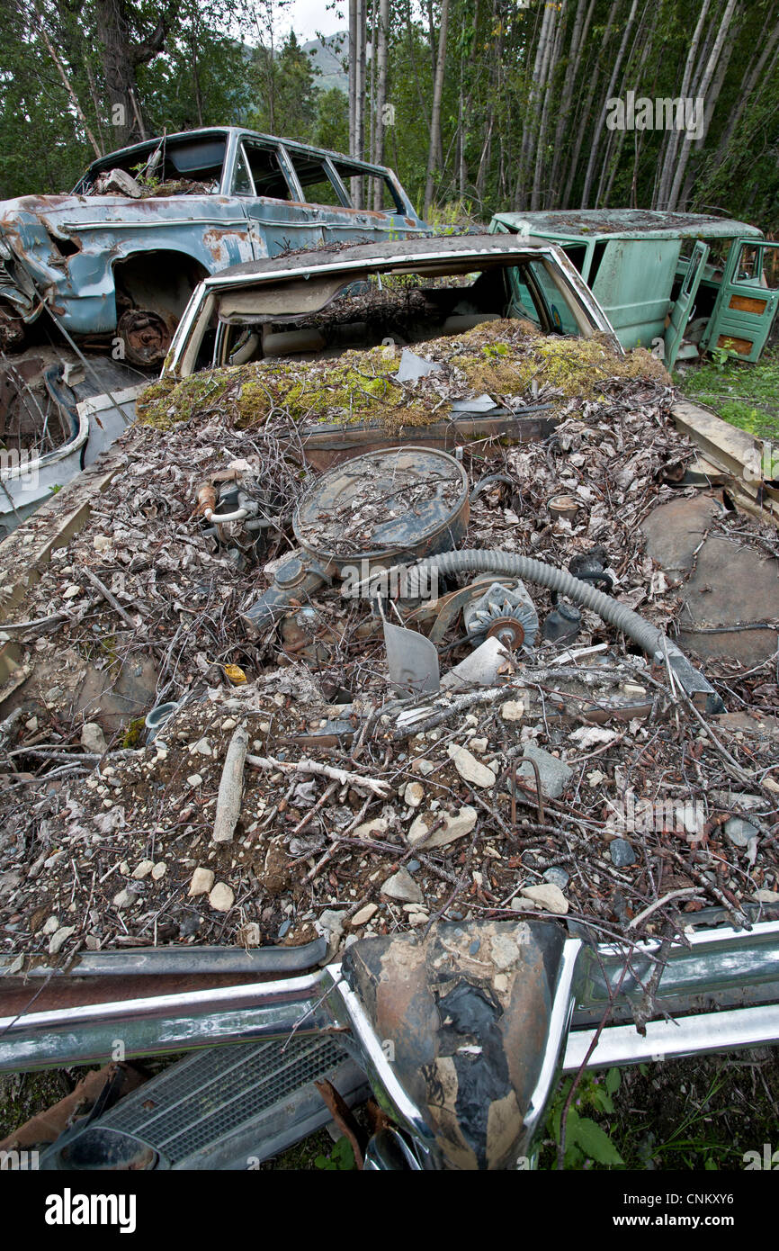 Il cimitero di auto. L'Alaska. Stati Uniti d'America Foto Stock