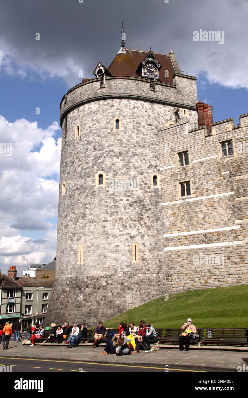 Coprifuoco torre del Castello di Windsor Foto Stock