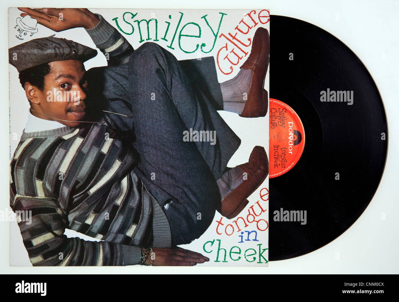 Copertina di album in vinile "Lingua in guancia' dalla cultura Smiley rilasciato 1986 sulla critica Polydor Records Foto Stock