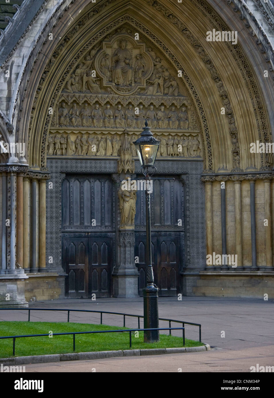Grande porta nord Westminster Abbey un grado 1 nella lista UNESCO World Heritage Site Londra Inghilterra Europa Foto Stock