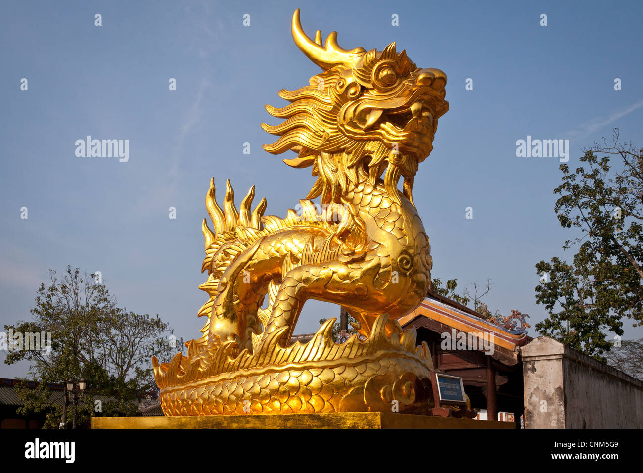 Golden DRAGON, simbolo della dinastia Nguyen, nella città imperiale, tonalità, Vietnam Foto Stock