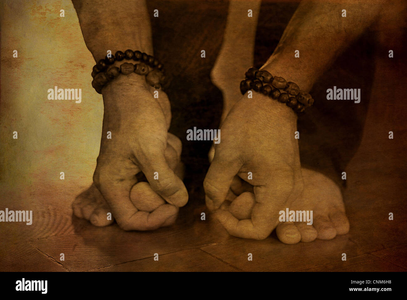 Mano e piede yoga. Hasta è mano in sanscrito e pada è mano. Foto Stock