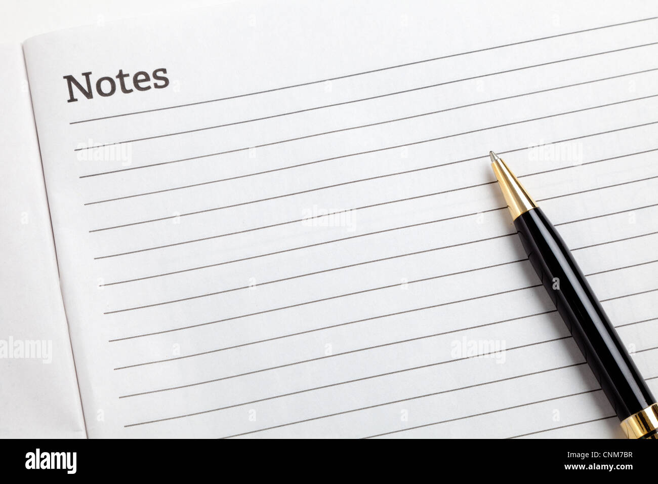 Notebook e penna close up Foto Stock