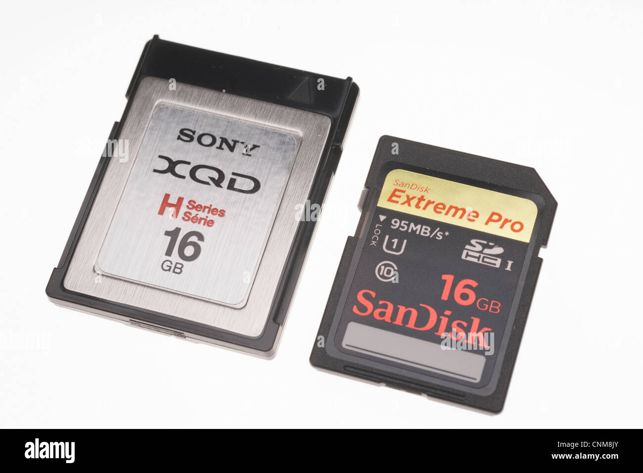 Attrezzature fotografiche - Sony XQD scheda di memoria. Confronto di scheda  SDHC e scheda XQD Foto stock - Alamy