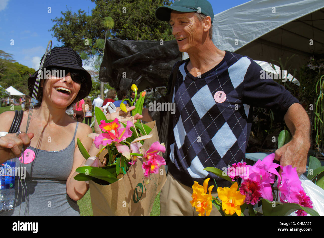 Miami Florida,Coral Gables,Fairchild Tropical Gardens,Orchid Show,evento,shopping shopper shopping shopping negozi di mercato mercati di vendita di acquisto Foto Stock