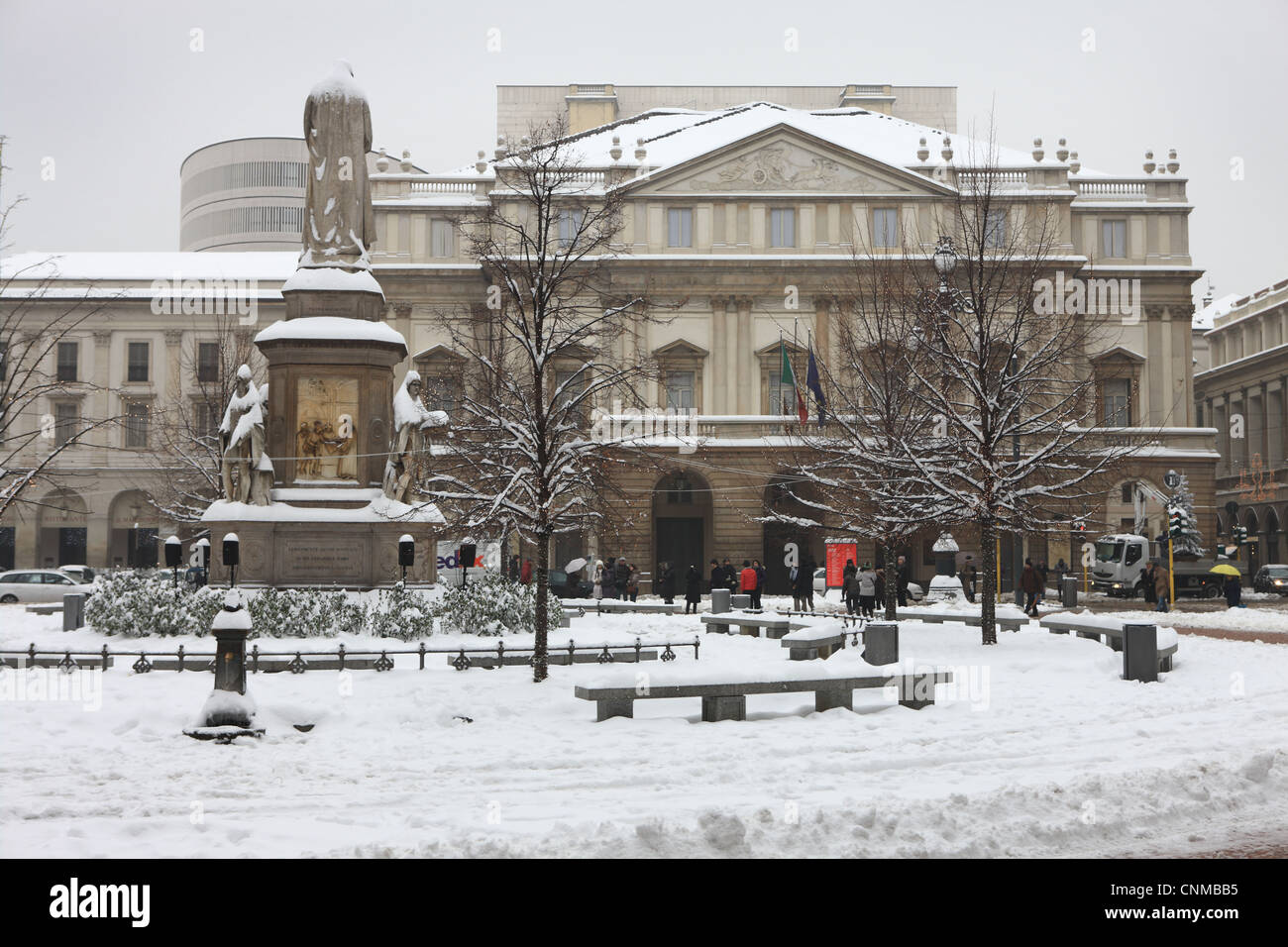 Teatro alla Scala in inverno, Milano, Lombardia, Italia, Europa Foto Stock