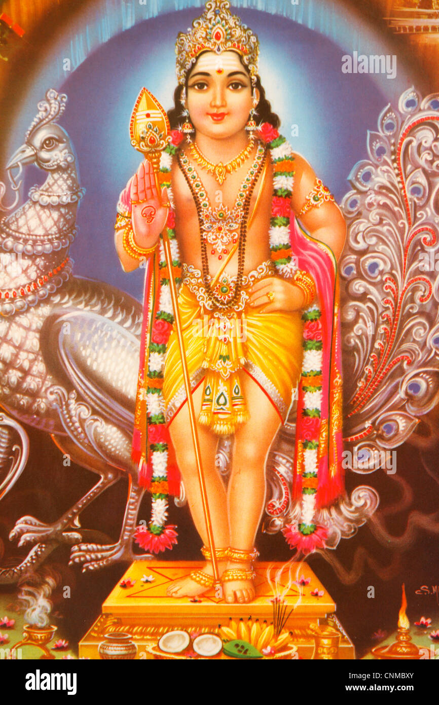 Immagine del dio indù Subramania, India, Asia Foto Stock