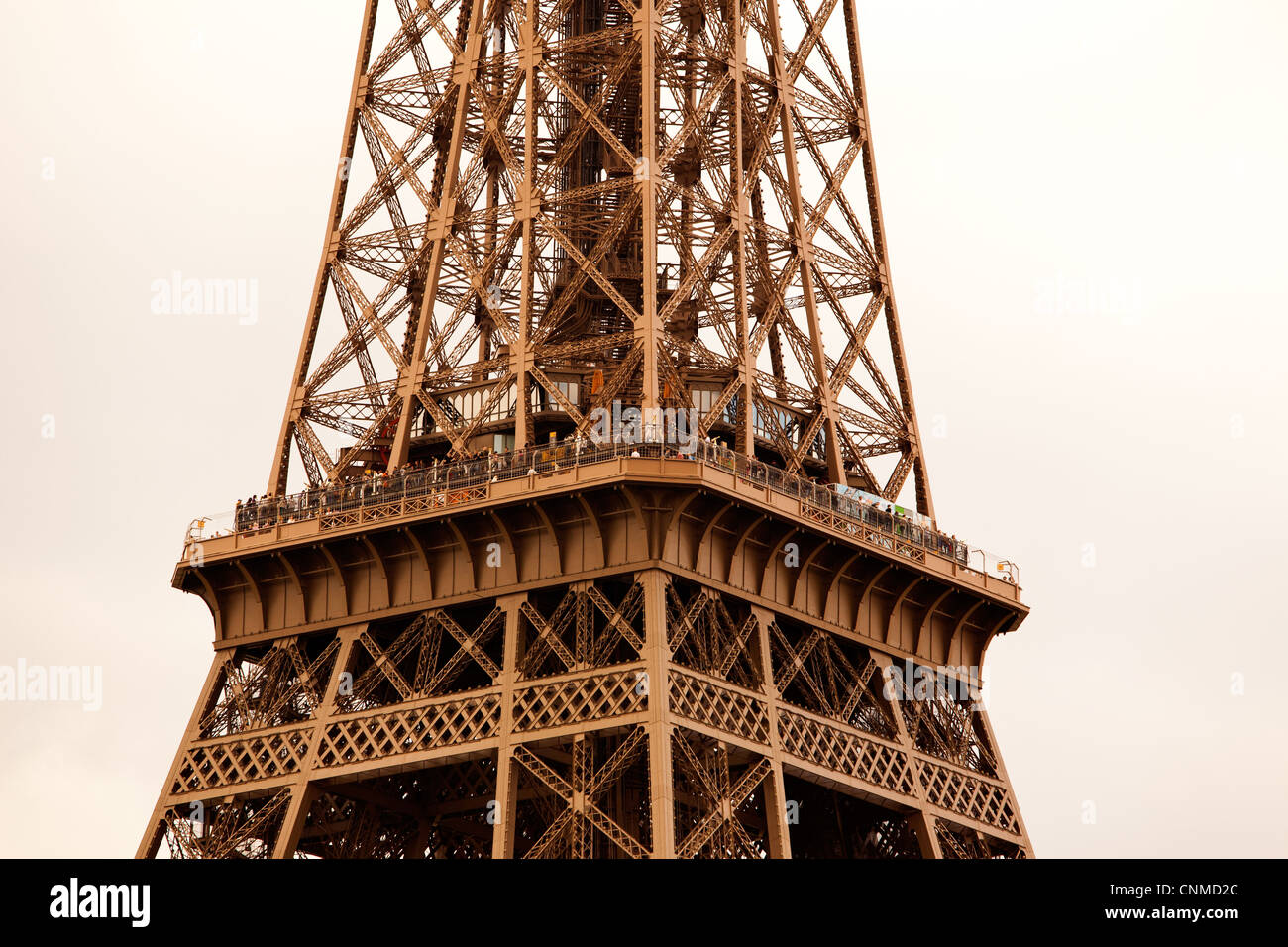 Visitatori godendo la vista dalla Torre Eiffel a Parigi Francia Foto Stock