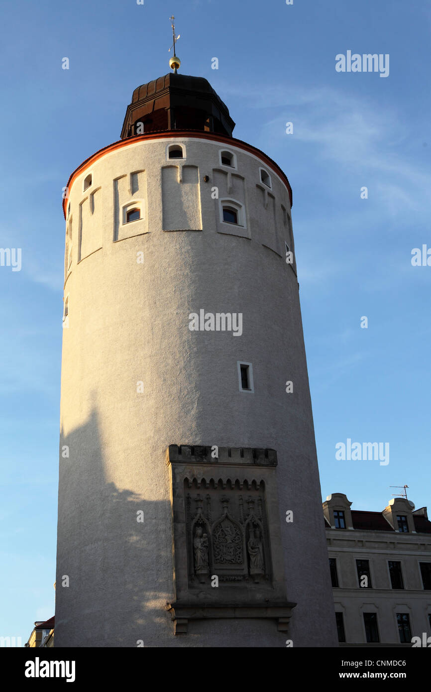 La torre di grasso (Frauenturm) (Dicke Turm), parte della città medievale di difese in Goerlitz, in Sassonia, Germania, Europa Foto Stock