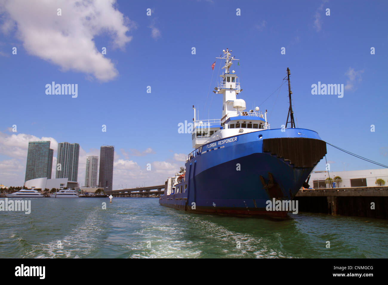 Miami Florida,Biscayne Bay,Port of Miami,Dodge Island,Florida Responder,oil spill clean up,boat,antinquinamento,FL120331169 Foto Stock