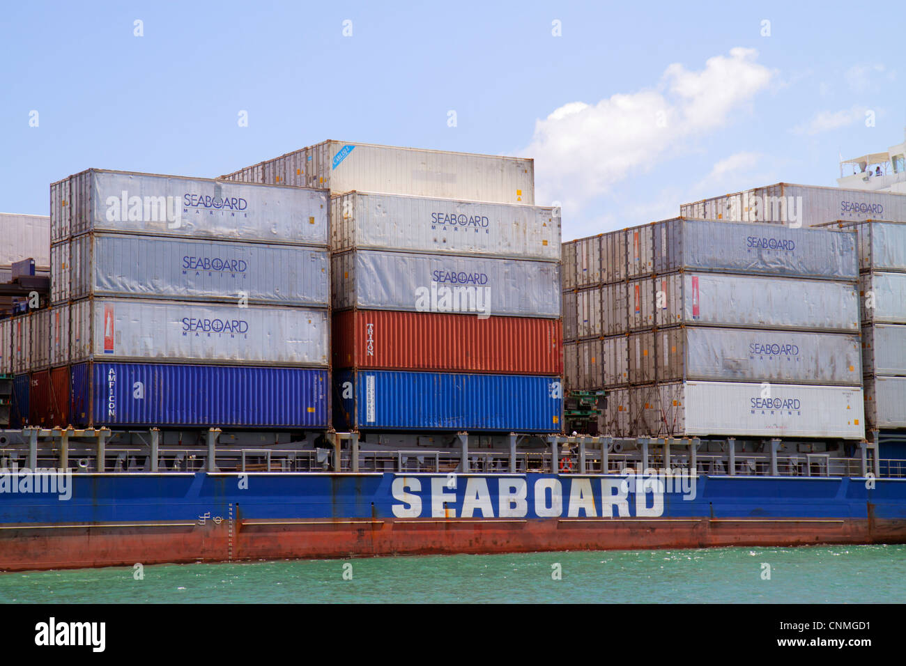 Miami Florida,Biscayne Bay,Porto di Miami,Dodge Island,nave container cargo,mare,barca,FL120331181 Foto Stock