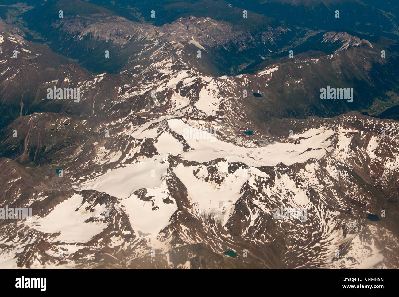 Le Alpi visto dal cielo Foto Stock