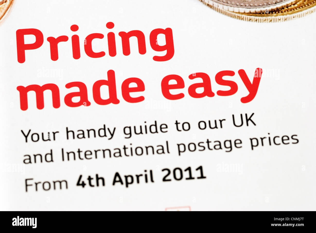 Royal Mail ufficio postale spedizione prezzo guida Foto Stock