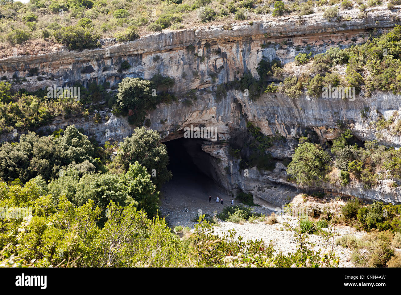 Grotta sotto Minerve, Llanguedoc, Herault, Francia Foto Stock