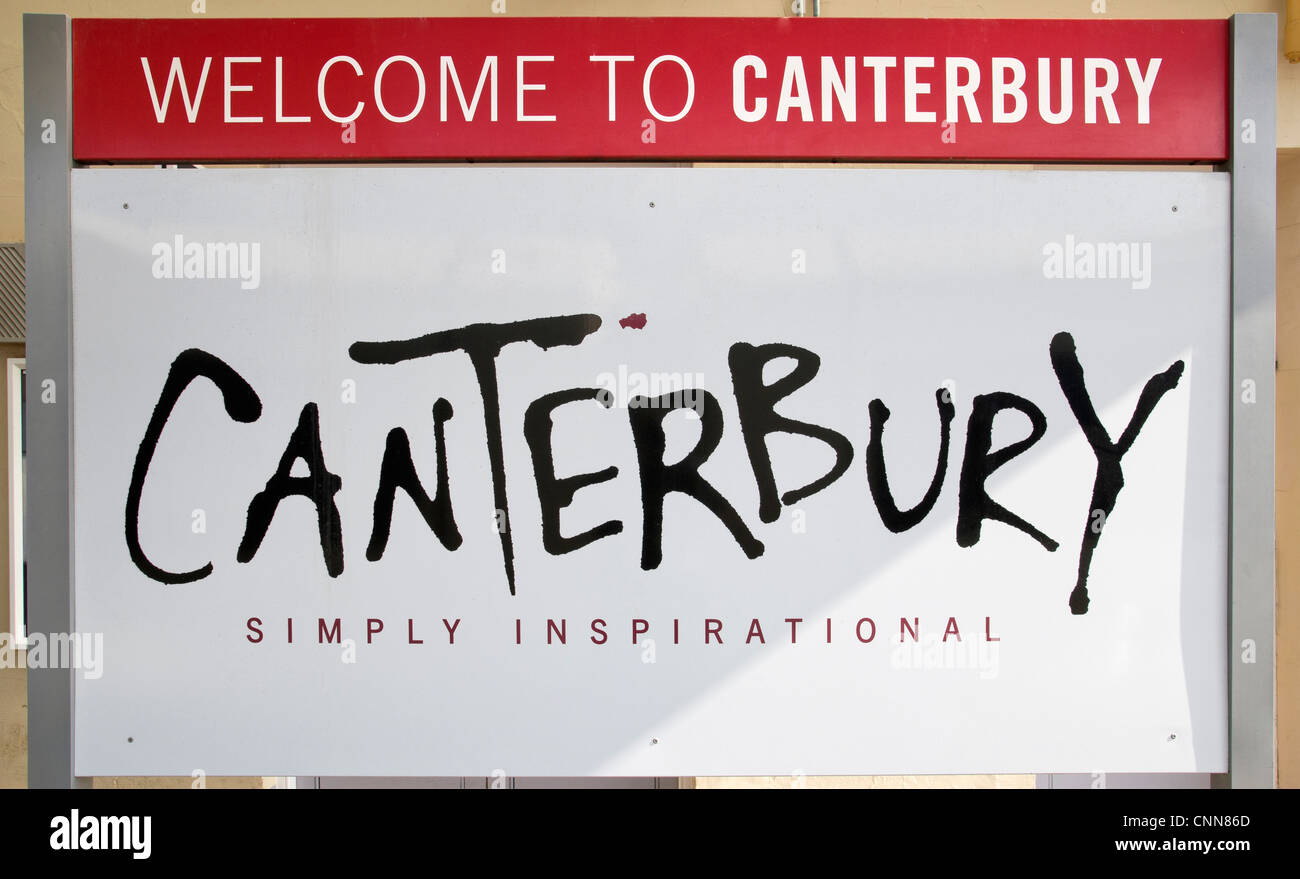 Benvenuti al segno di Canterbury a Canterbury West Station Foto Stock