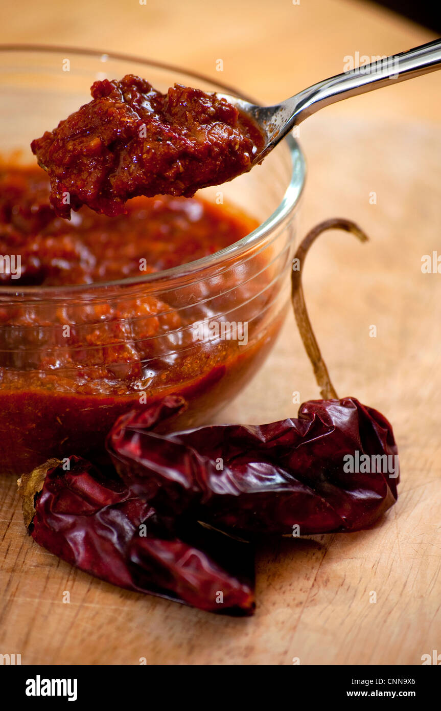 Peperoncino rosso salsa. Foto Stock