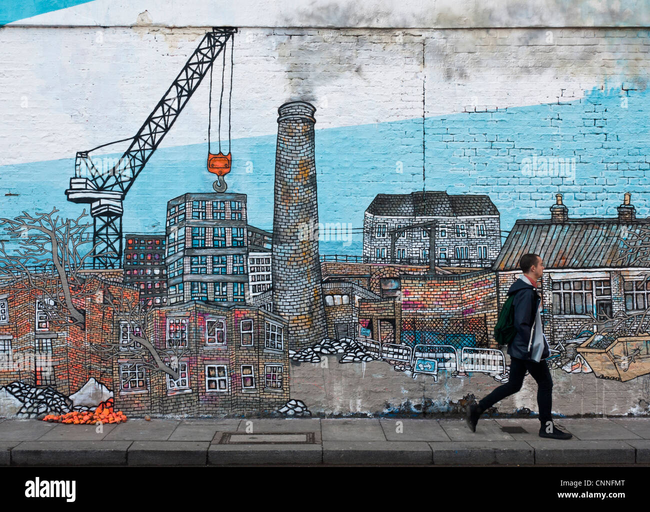 Arte di strada dall'artista Jo scorza in Holywell Lane, Londra, Inghilterra Foto Stock