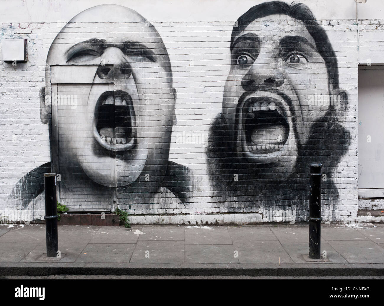 Arte di strada dall'artista ben lenta in Hanbury Street, Off Brick Lane, Londra, Inghilterra Foto Stock