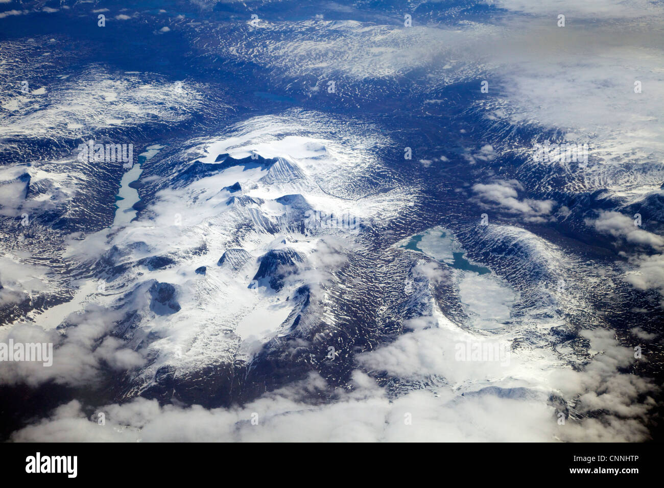 Vista aerea della Norvegia settentrionale nei pressi di Tromso in estate, Europa Foto Stock